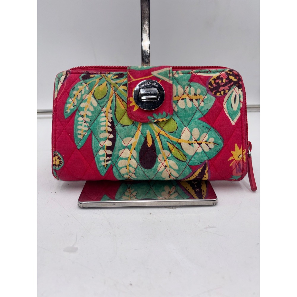 Vera Bradley Rumba Turnlock Wallet Red Floral Quilted Organizer